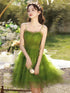 Green Tulle Straps Knee Length Layers Party Dress, Green Tulle Short Homecoming Dress